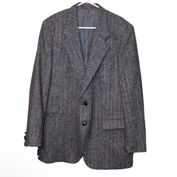 Sears Other - Sears Vintage Tweed Wool Jacket Grey Herringbone Blazer Sportcoat 44T‎